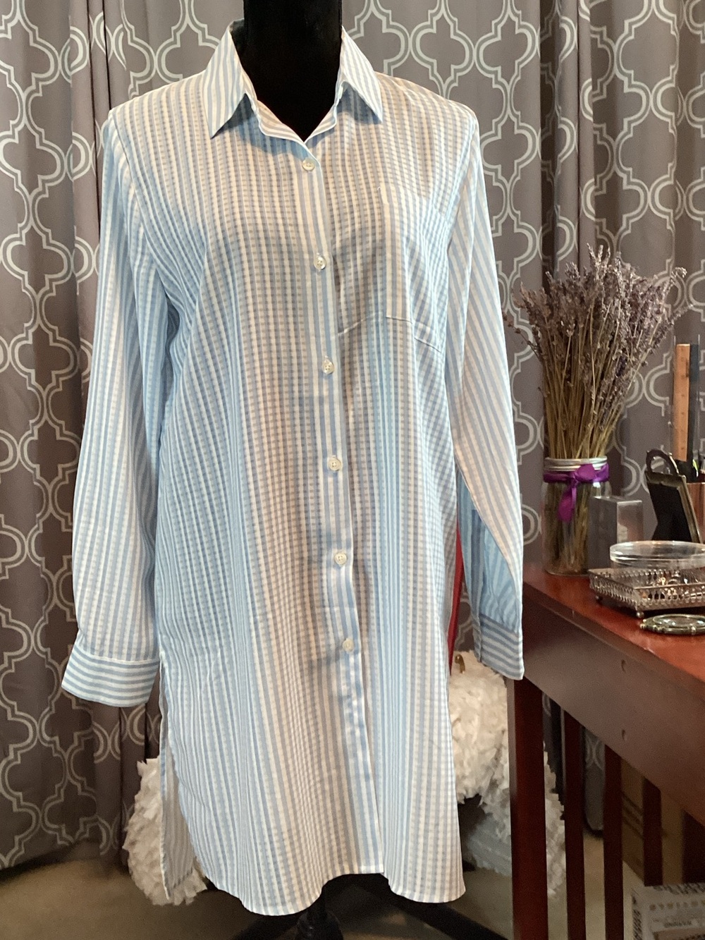Marc New York Blue and White Striped Tunic Shirt